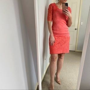 Antonio Melani  Coral Tangerine Orange Lace Dress  Size 0